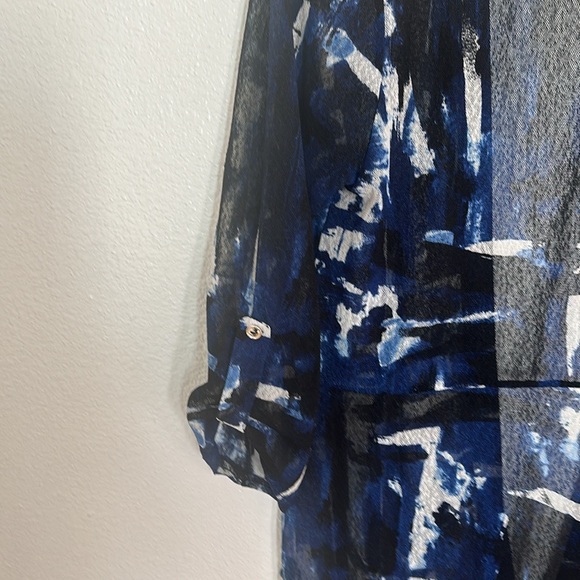 Full length sheer swim, cover up, Med, brand? gold buttons high slit on sides. - Picture 6 of 7